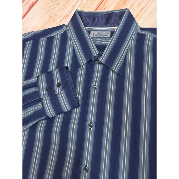 7 Diamonds Mens Blue Striped Button-Down Shirt XL - Picture 4 of 7